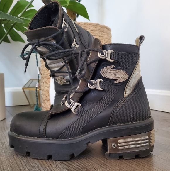 Wicked Shoes - WICKED ROAD WARRIOR Leather Biker Moto Platform Combat Boots 8.5
